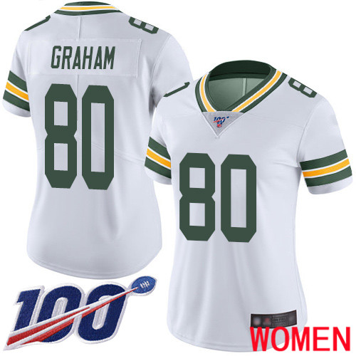 Green Bay Packers Limited White Women 80 Graham Jimmy Road Jersey Nike NFL 100th Season Vapor Untouchable